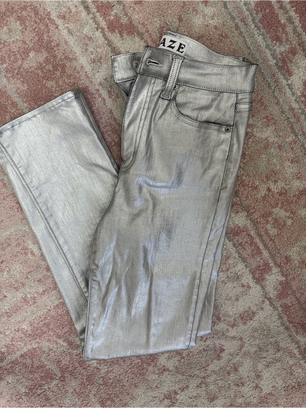 Daze denim Metallic Silver Straight-Leg Jeans